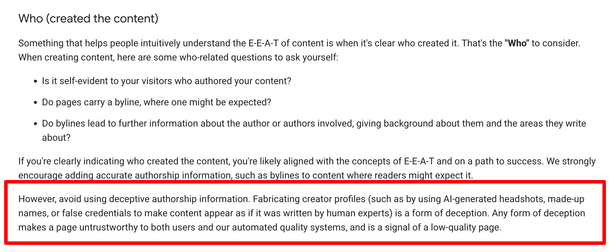 Google Deceptive Authorship Notice