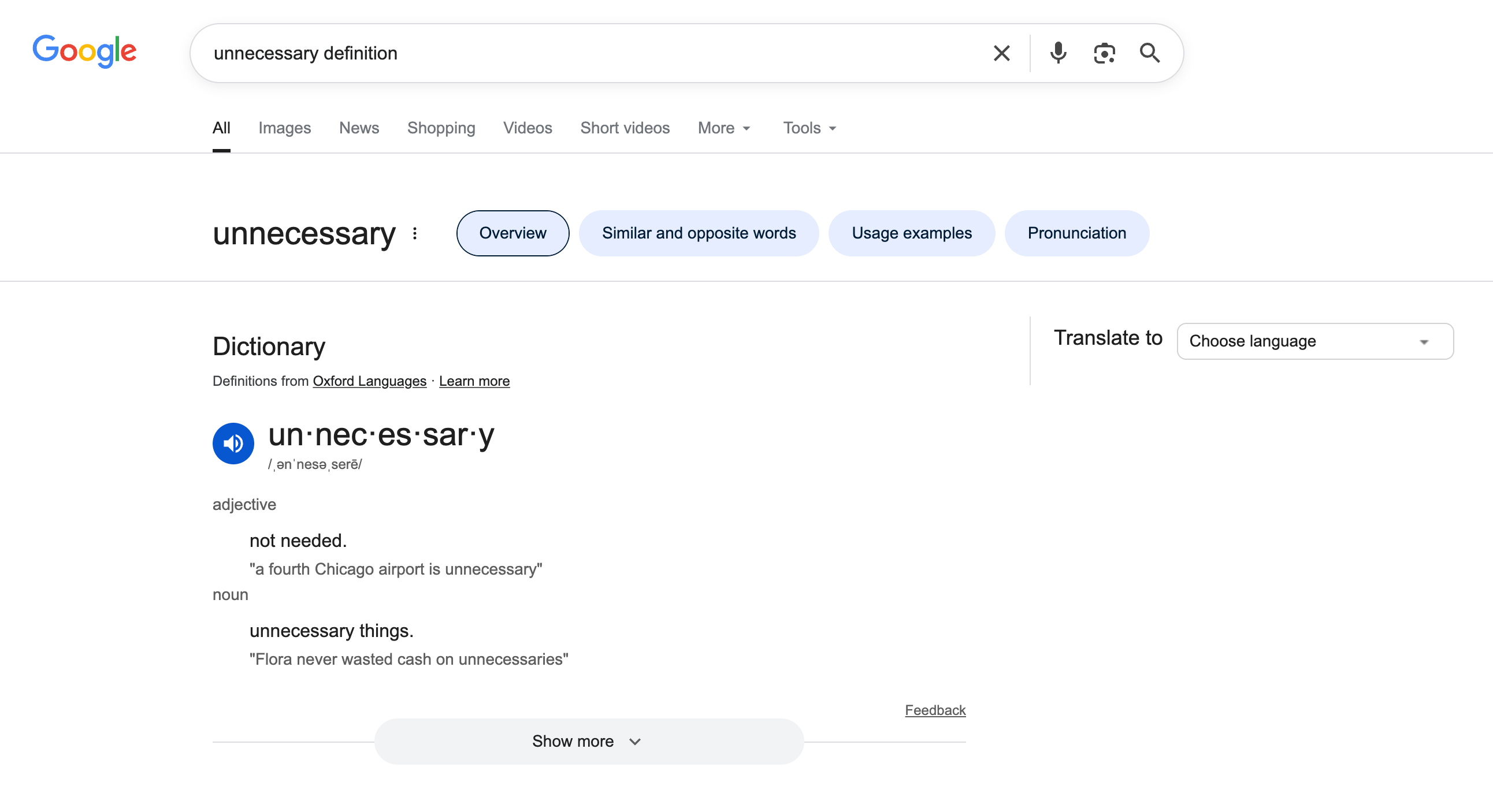 Google Definition Normal Desktop