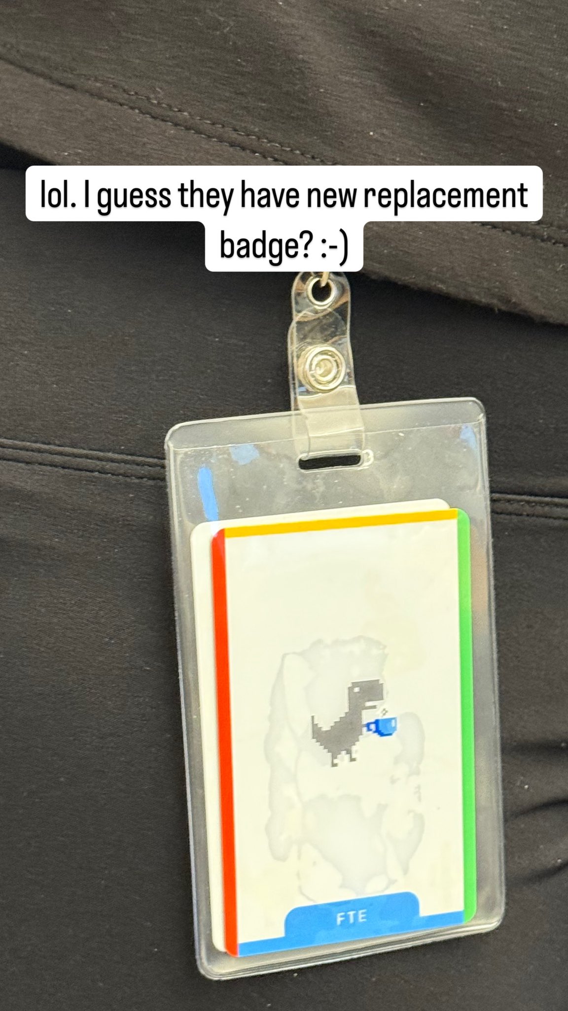Google Dinosaur Replacement Employee Badge