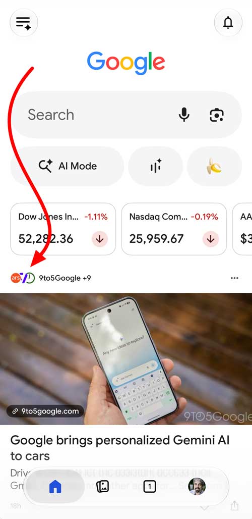 Google Discover Sources Link