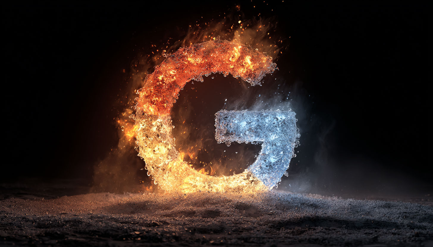 Google Frozen Logo Fire