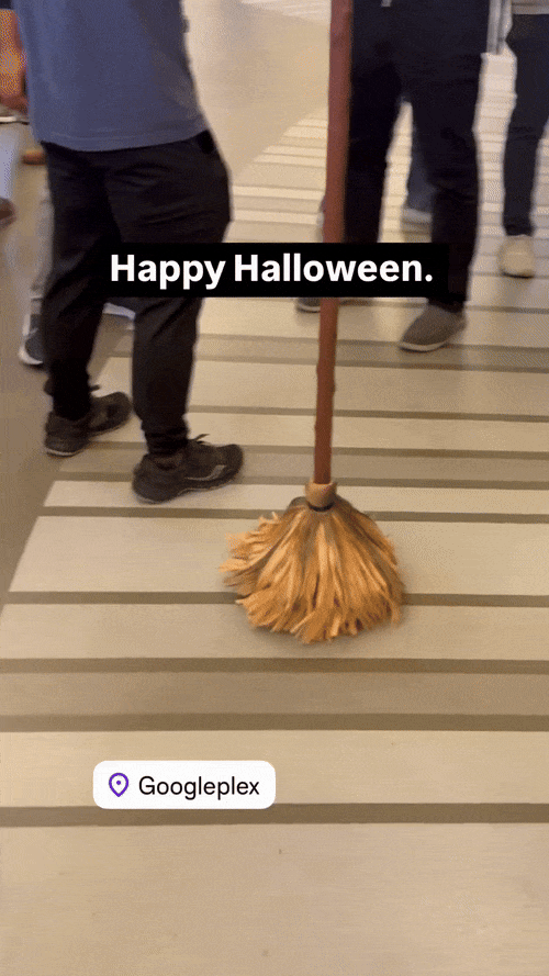 Witch Broom Moving Around At Google Halloween