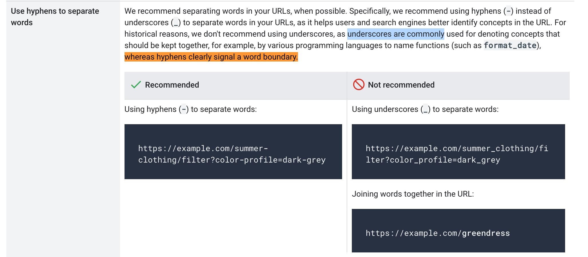 Google Hyphen Separate New