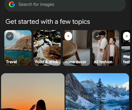 Google Images Tab Get Started Topics