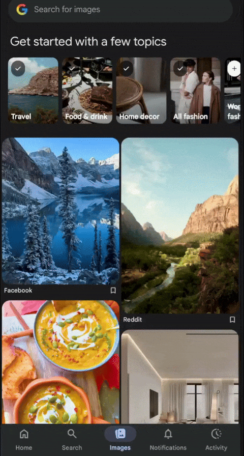 Google Images Tab Get Started Topics