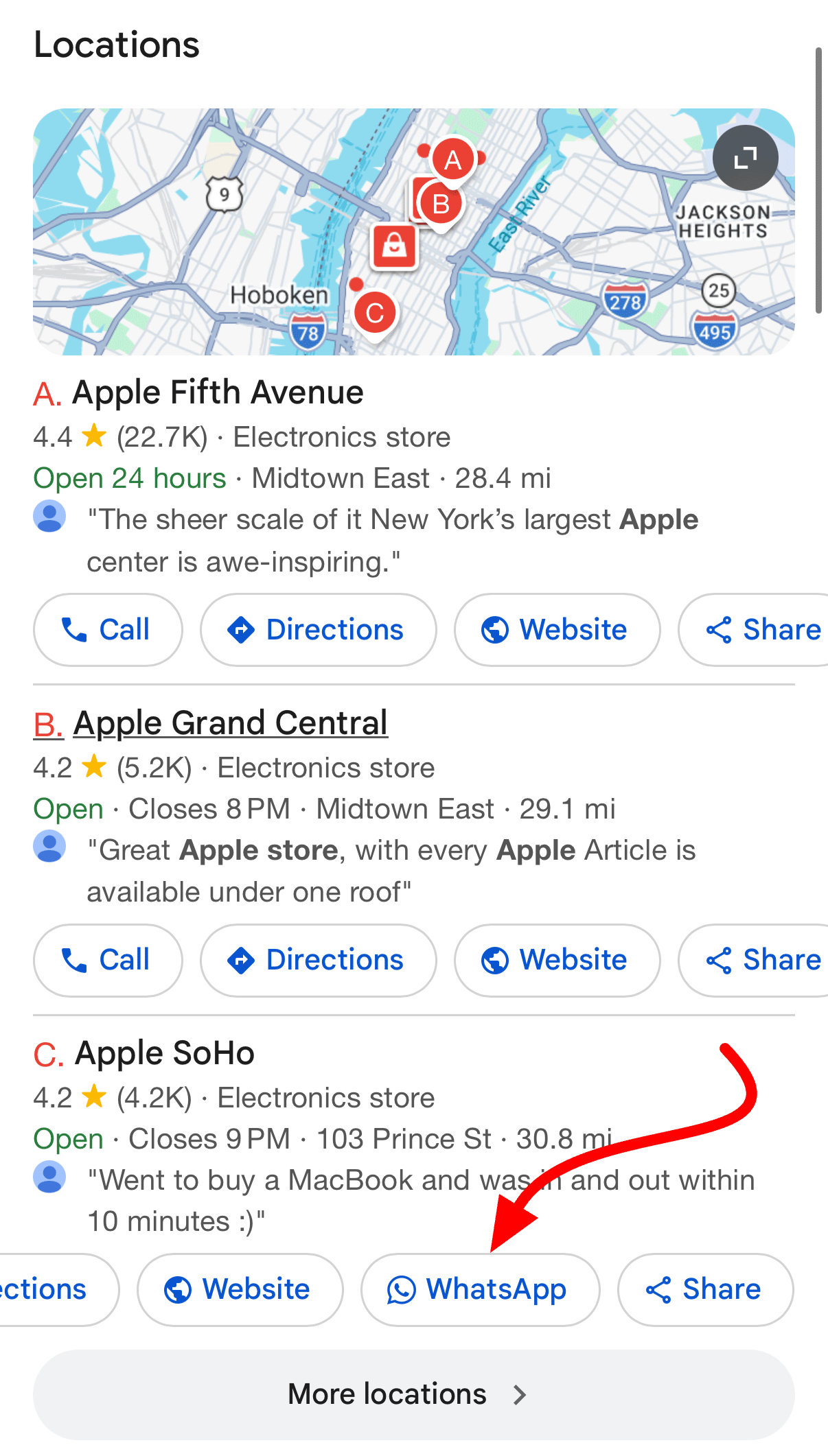 Google Local Panel Whatsapp Button