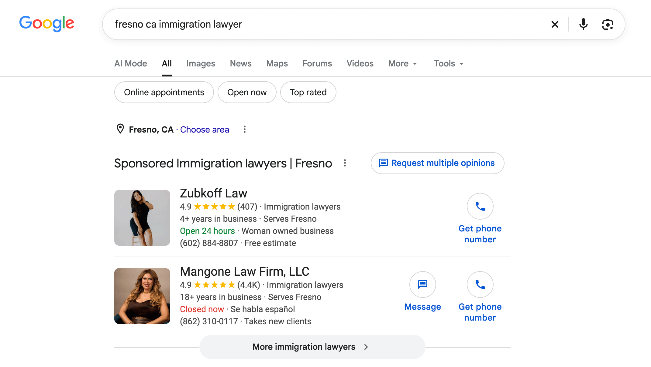 Google Local Service Ads Phone Shown
