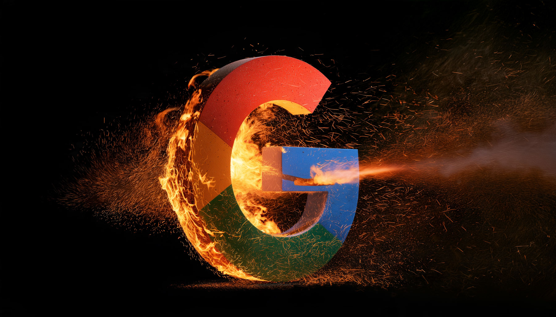 Google Logo Spitting Fire