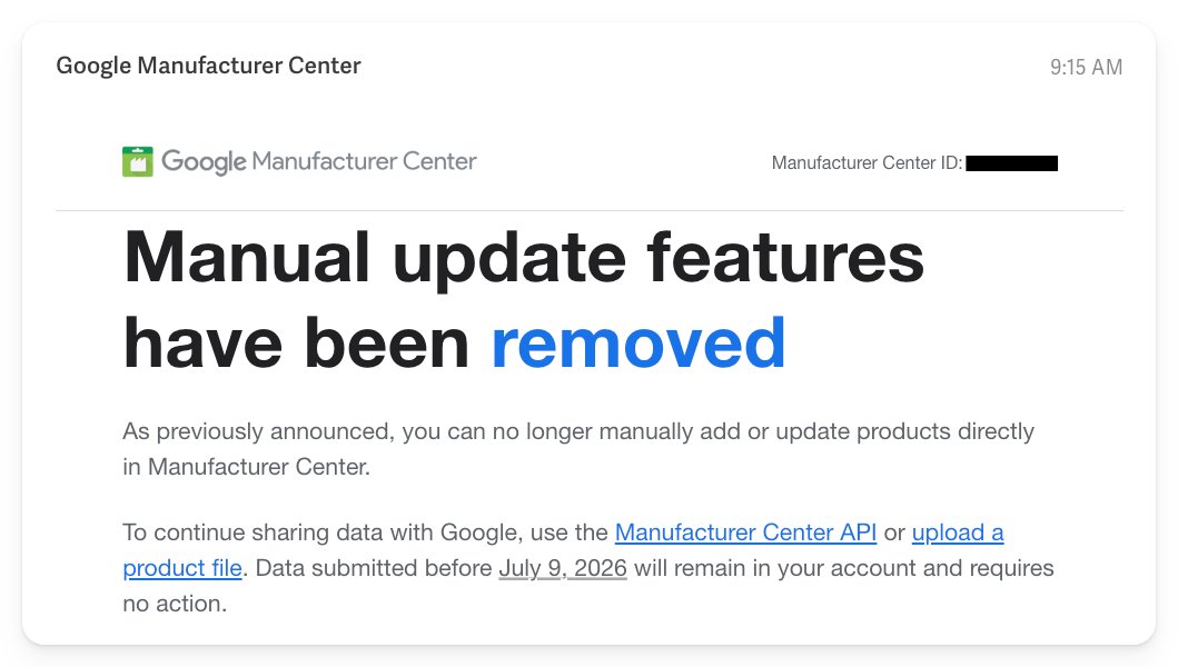 Google Manufacturer Center Manual Email
