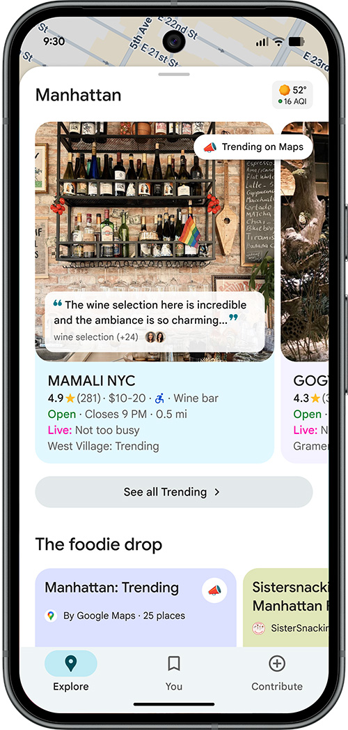 Google Maps Trending Explore Tab