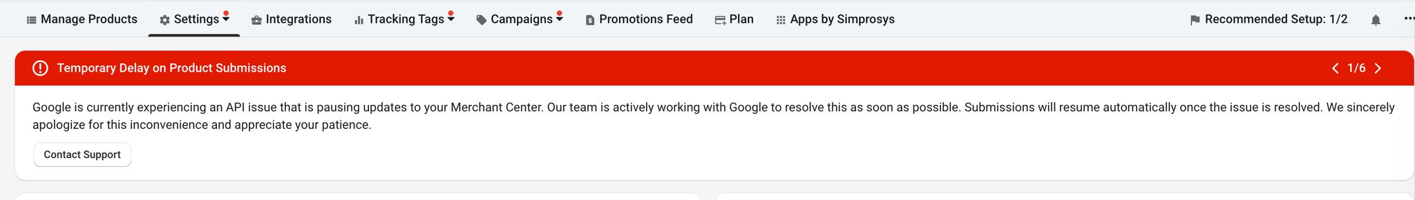 Google Merchant Center Delay Product Submissions Notice