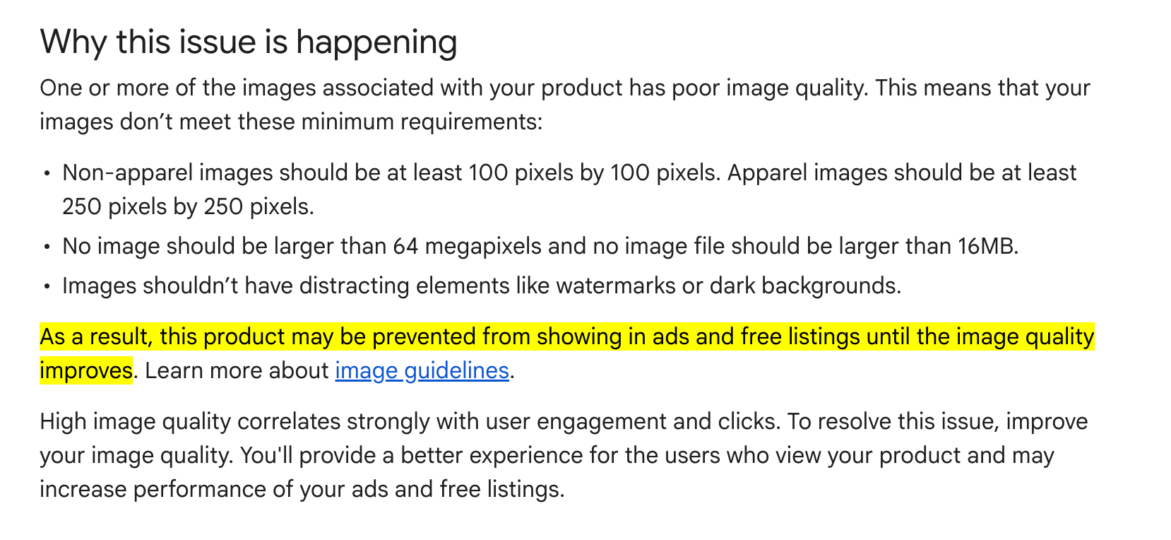 Google Merchant Center Image Quality Update Old