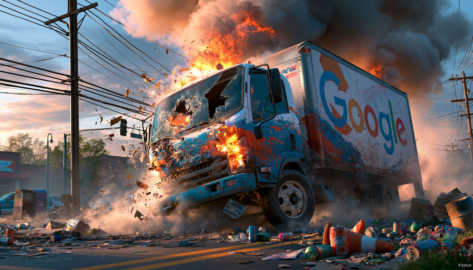 Google Moving Truck Destruction