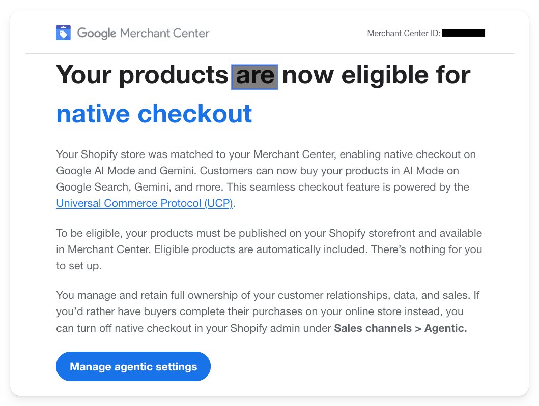 Google Native Checkout Emails
