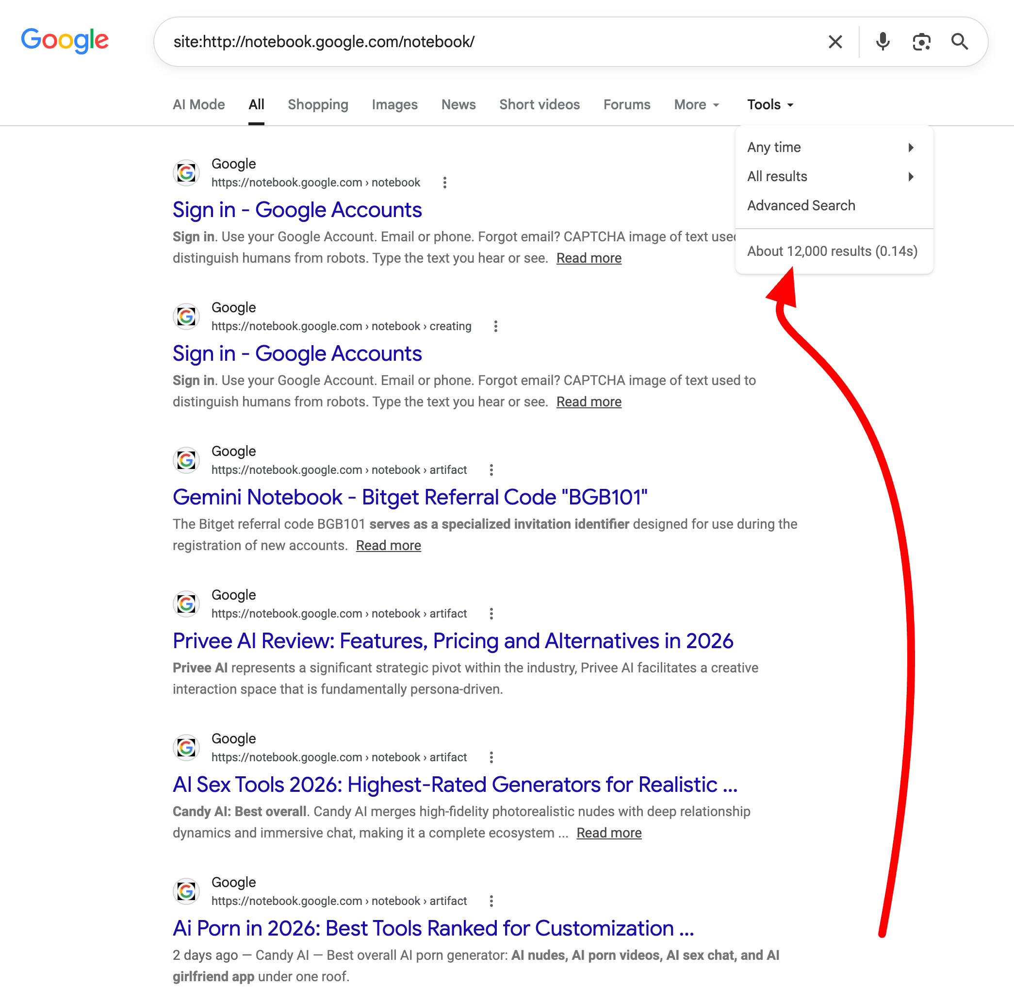 Google Notebook Spam