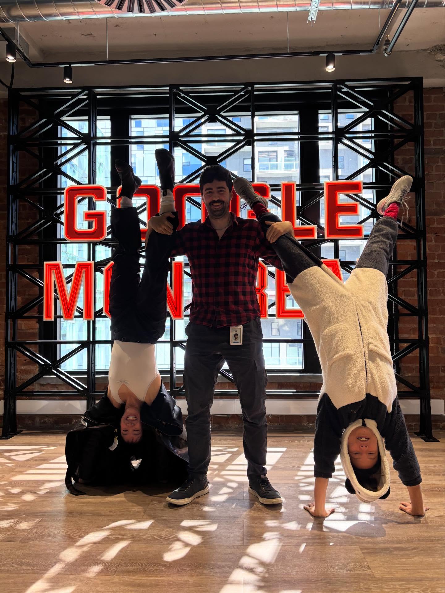 Googler In Panda Costume Doing Handstand