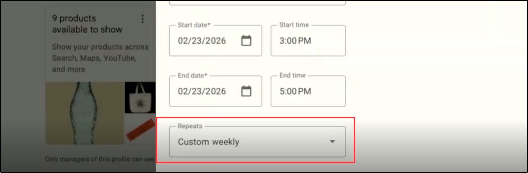 Google Post Reoccurring Scheduling