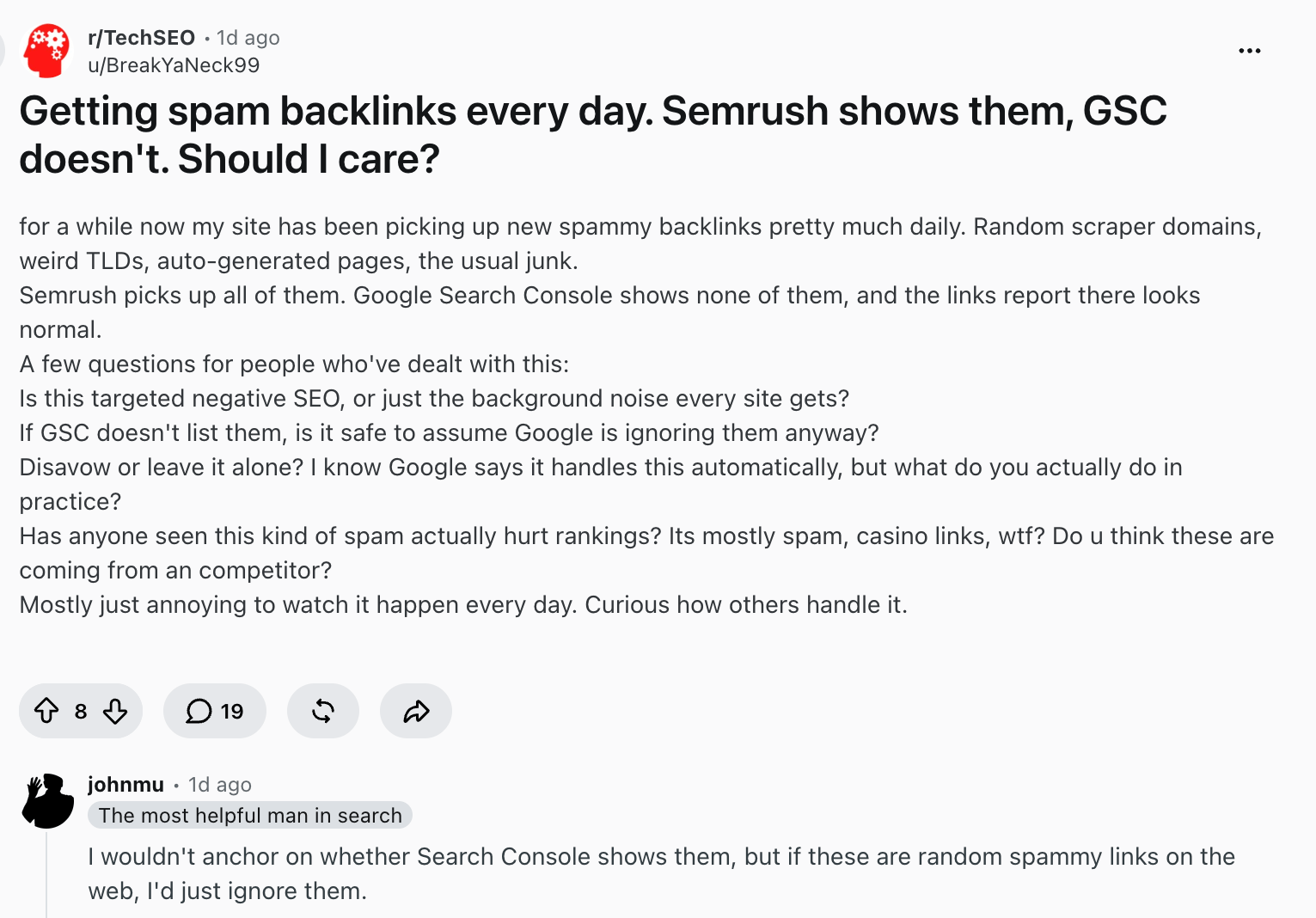 Google Reddit Search Console Links
