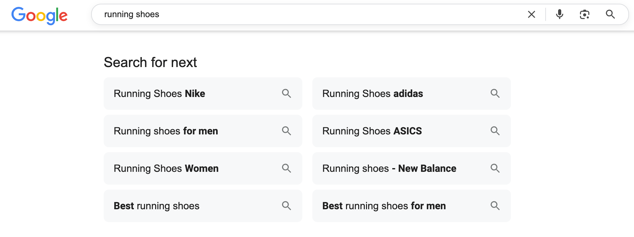 Búsqueda de Google para el próximo