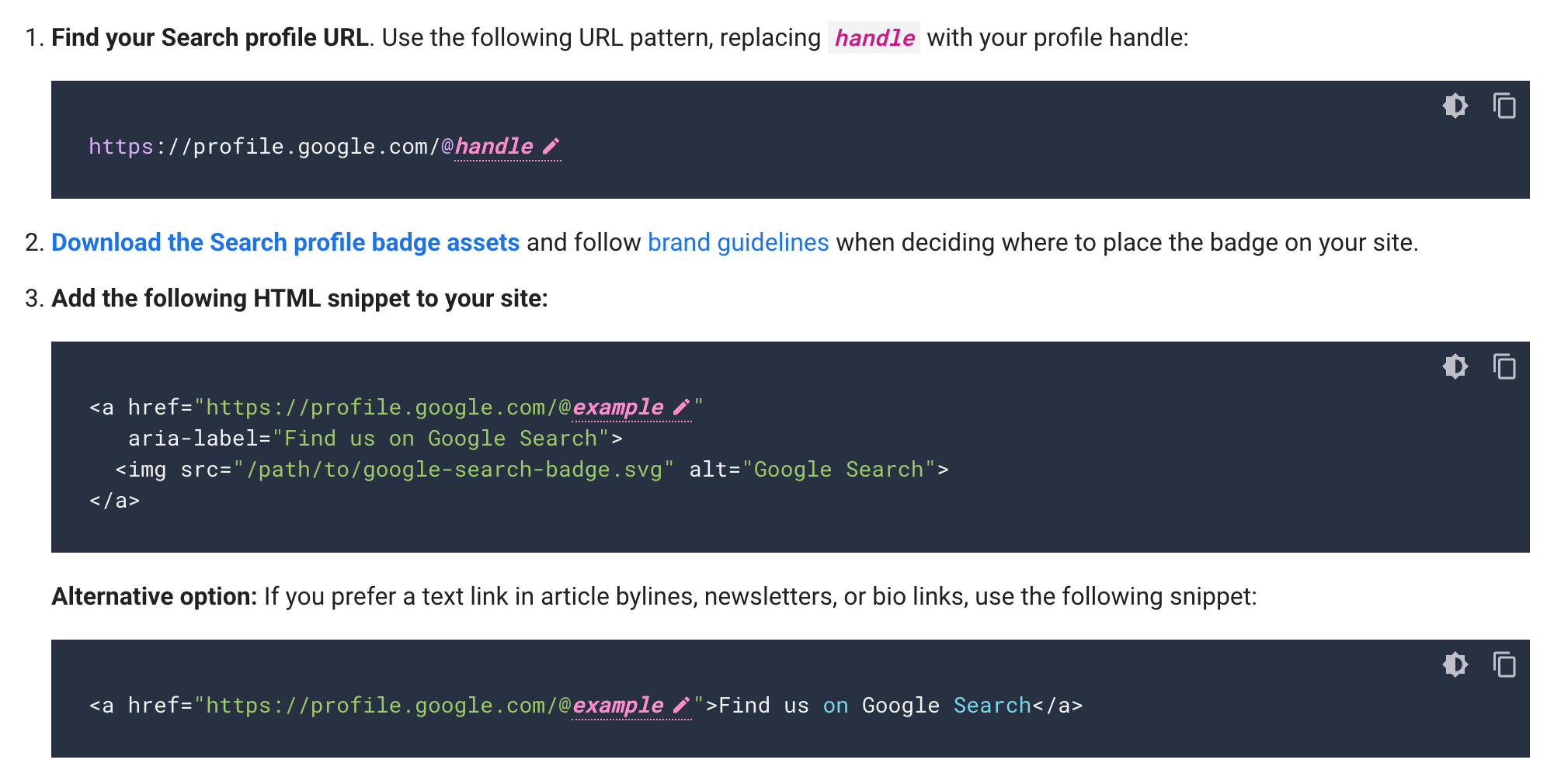Google Search Profiles Code