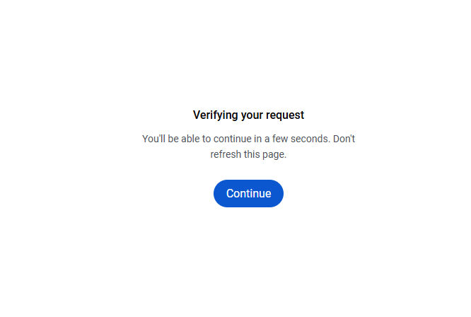 Google Search Verifying Request Continue