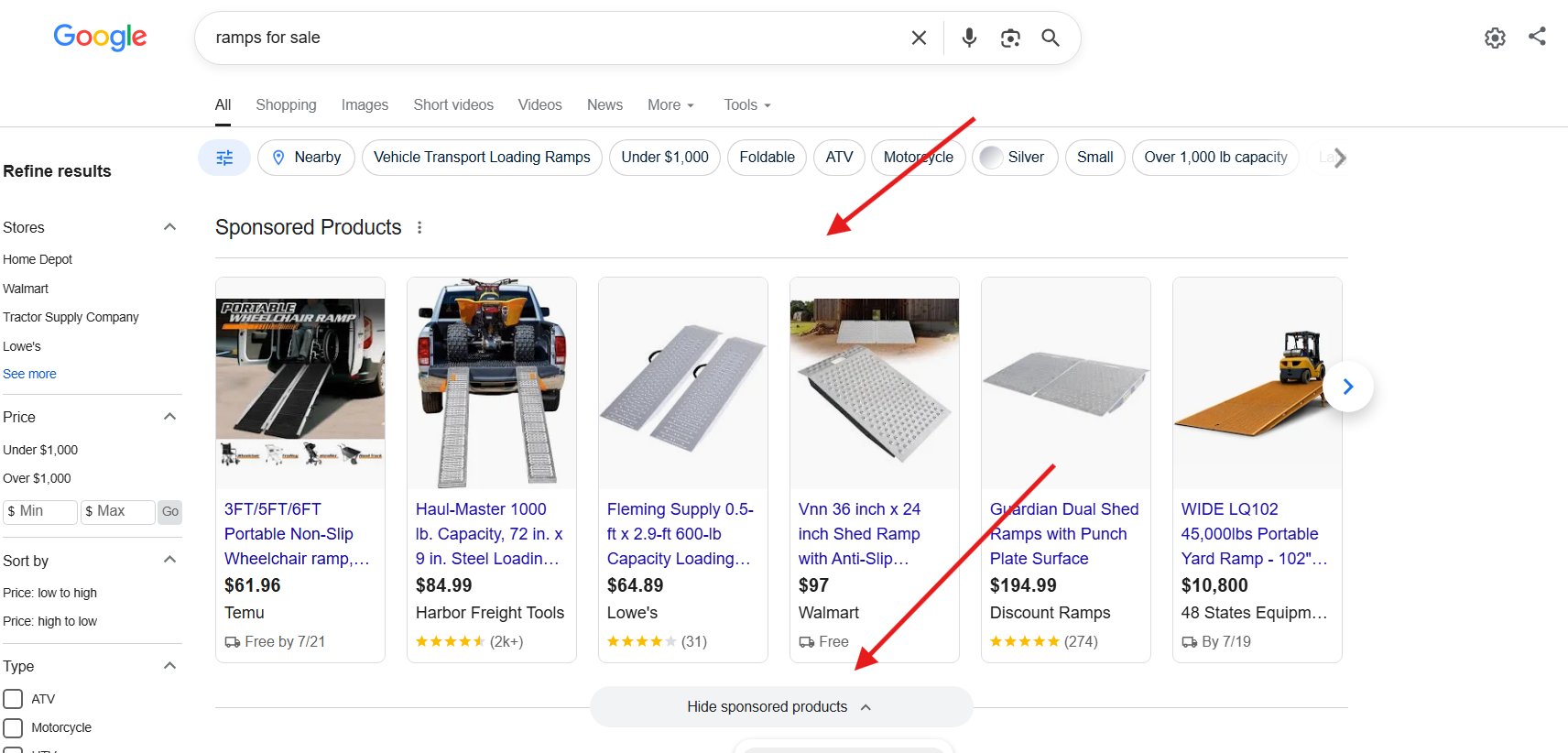 Google Shopping Hide Sponsored Products