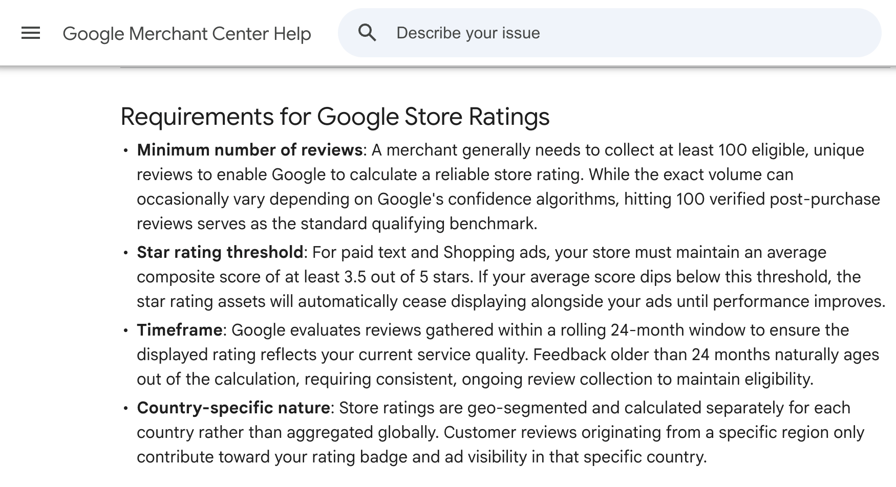 Google Store Ratings Requirements