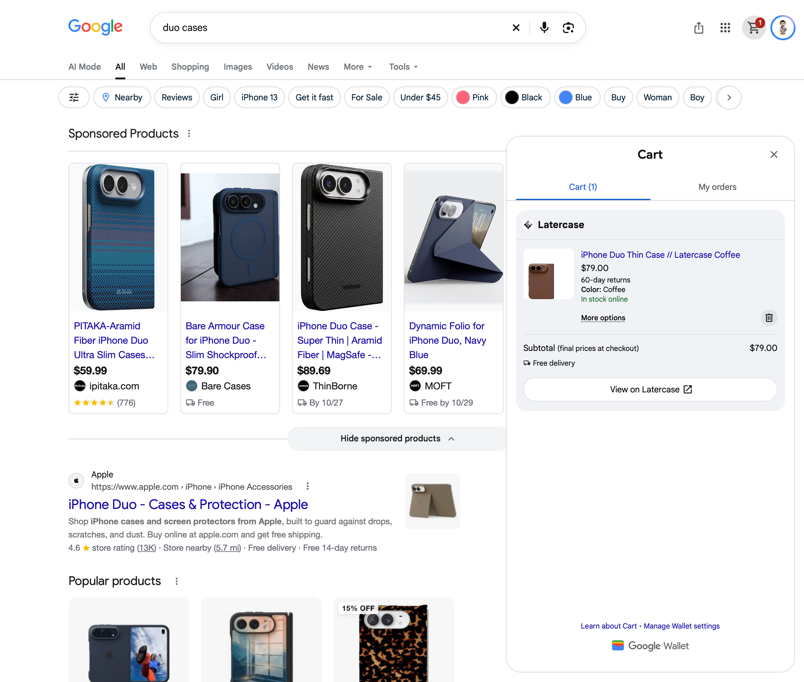 Google Universal Cart In Search Is Live, Yep