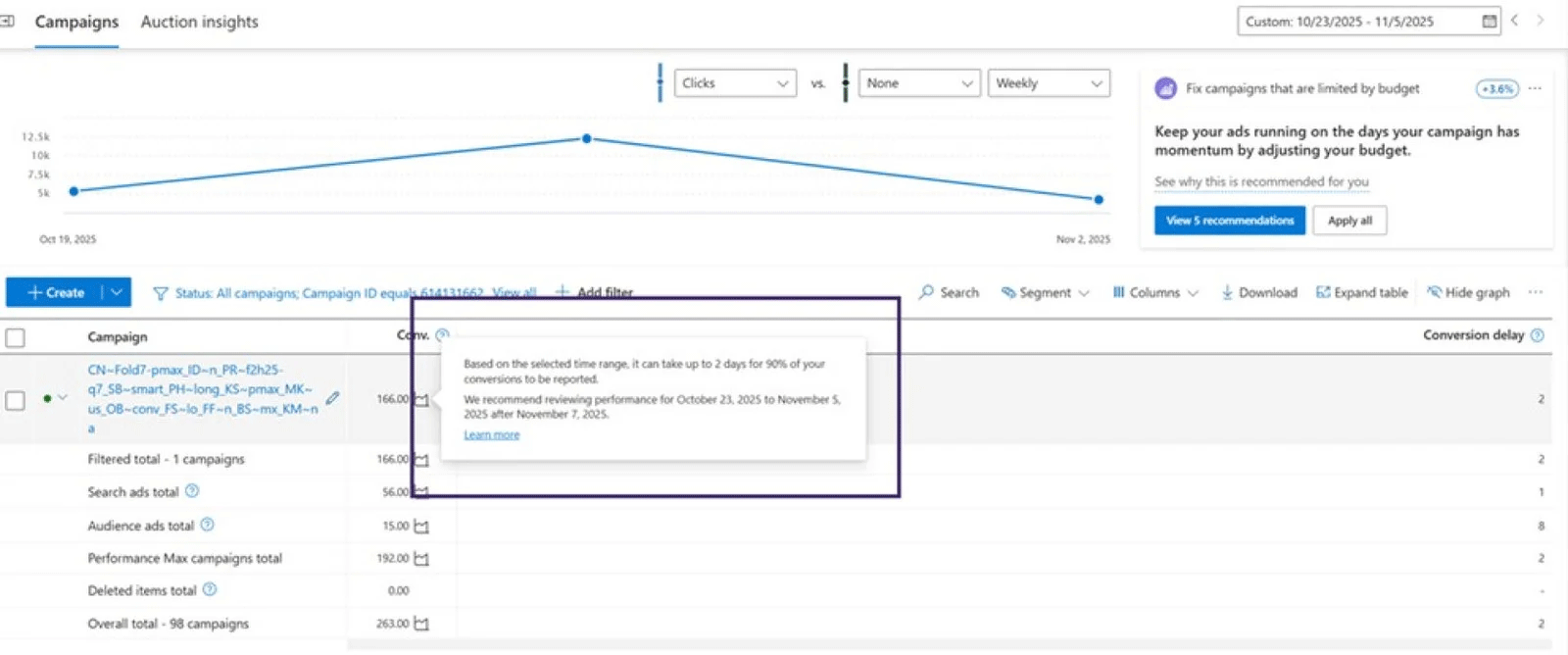 Microsoft Conversion Delay