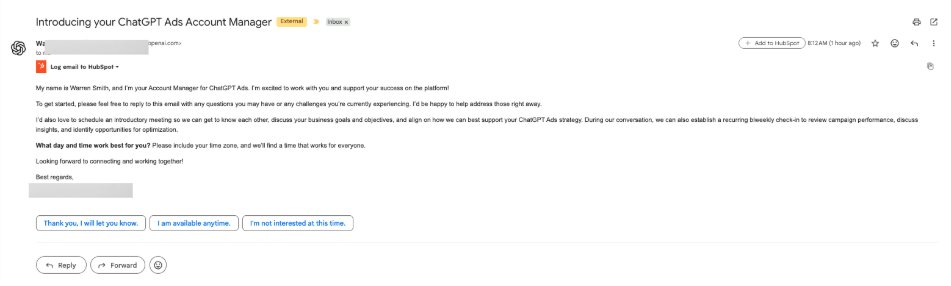 Openai Chatgpt Ads Account Manager Email