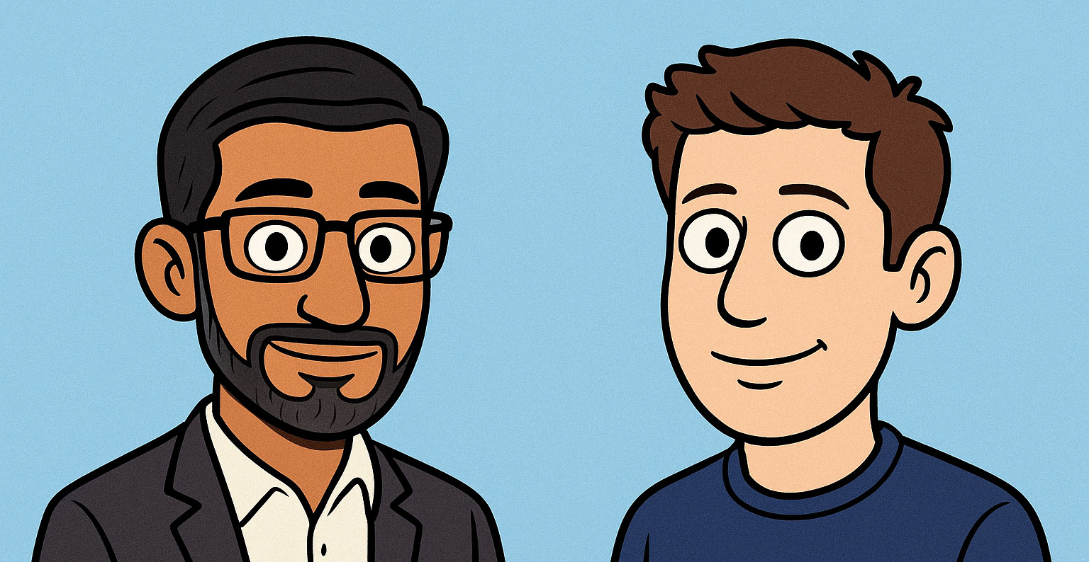 Sundar Pichai and Sam Altman cartoon